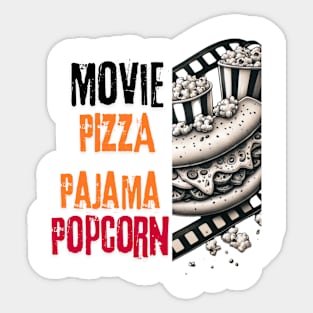Gift Idea Women Girls Movie Pizza Pajama Popcorn Sticker